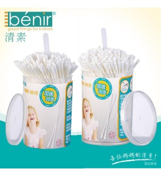 benir 清素 纸轴棉棒（双头水滴型）