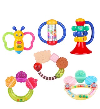 Toyroyal日本皇室玩具 婴幼儿手摇铃套装 宝宝磨牙牙胶摇铃六件套