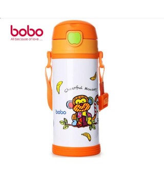 乐儿宝bobo儿童保温杯LB351 带吸管背带 宝宝保温杯 冬季水壶