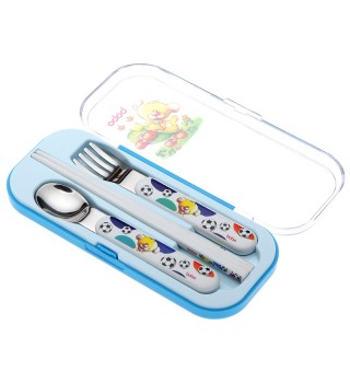 乐儿宝（bobo）婴儿勺子叉子旅行套装不锈钢餐具便携外带卫生盒